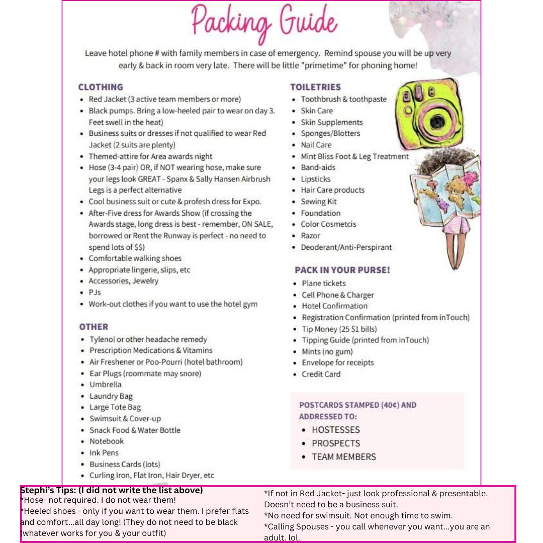 Seminar Packing List