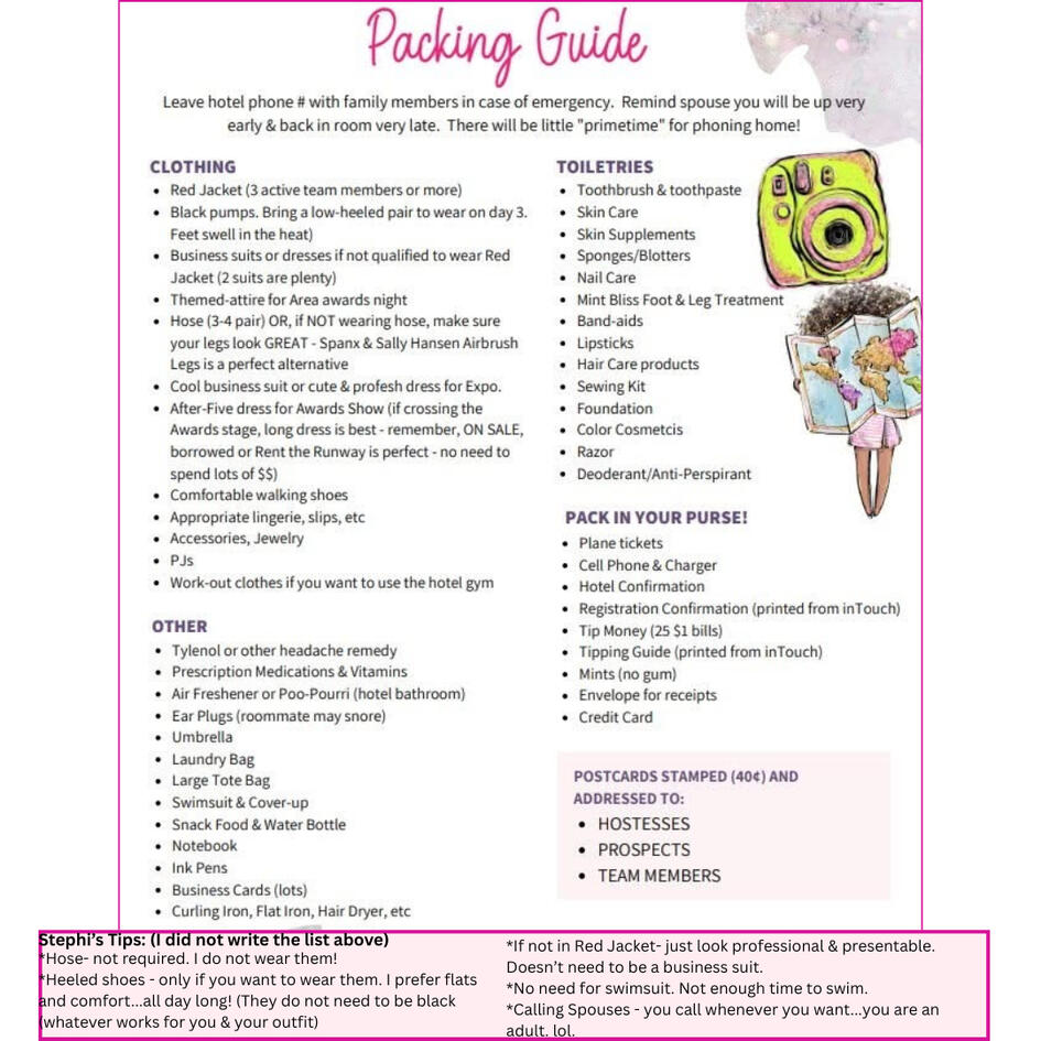 Seminar Packing List